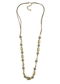 Damen Lange Kette "Beachshell Glow", beige, Basic, Collezione Alessandro, Metall, Halsketten, mit goldenen Muschelelementen