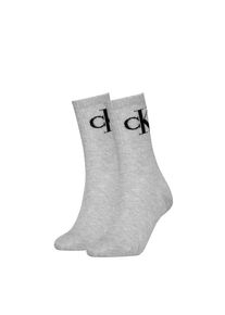 Damen Socken "CKJ WOMEN SOCK 2P MONOGRAM", Calvin Klein Jeans, Gr. 39, grau, Baumwollmischung, Polyamid, Elasthan, Socken, mit Logostickerei
