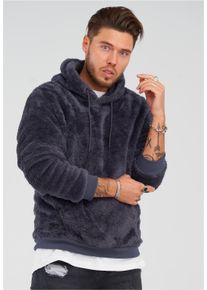 behype Herren Kapuzensweatshirt "HOOD", grau, casual, Gr. XL, unifarben, 100% Polyester, Sweatshirts, aus weichem Teddyfleece