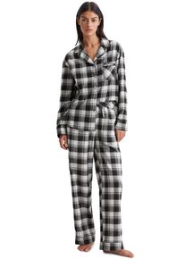 Marc O'Polo MARC O'POLO Damen Pyjamahose "Homey Flanne", Gr. L, schwarz, Flanell, Stoff, Obermaterial: 100% Baumwolle, kariert, Basic, Hosen, mit Bindeband und