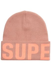 Superdry Damen Beanie "BRANDED KNITTED BEANIE HAT", rosa, casual, unifarben, Strick, Materialmix, Mützen