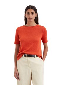 Marc O'Polo MARC O'POLO Damen Rundhalspullover "aus Organic-Cotton-Leinen-Mix", rot, casual, Gr. XS, unifarben, Obermaterial: 52% Baumwolle, 48% Leinen, Pullover