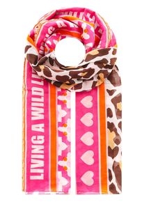 Zwillingsherz Damen Modeschal ""Wild Life"", pink, modisch, gemustert, Web, Baumwollmischung, Modetücher, mit buntem Leomuster