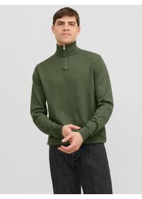 Jack & Jones JACK & JONES Herren Troyer "JJEEMIL KNIT HALF ZIP NOOS", grün, modisch, Gr. XS, unifarben, Strick, Obermaterial: 60% Baumwolle, 20% Nylon, 20%