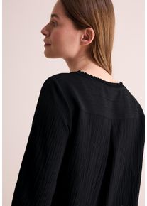 Cecil Damen Schlupfbluse, schwarz, casual, Gr. M, unifarben, Web, Obermaterial: 56% Viskose, 43% Polyester, 1% Elasthan, Blusen, mit Smock-Detail in