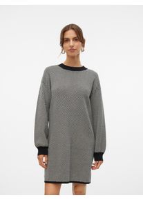 Véro Moda VERO MODA Damen Strickkleid "VMBLUSH HERRINGBONE LS O-NECK DRESS LCS", schwarz, modisch, Gr. XXXL, gemustert, Feinstrick, Obermaterial: 50% Viskose,