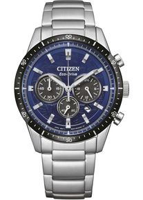 Citizen Herren Chronographsilberfarben, blau, Armbanduhren, Armbanduhr, Solar,Herrenuhr,Edelstahlarmband,analog,Tag,Stoppfunktion