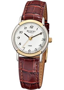 Regent Uhren REGENT Damen Quarzuhr, braun, Armbanduhren, Armbanduhr, Damenuhr, Mineralglas, Lederarmband, analog