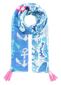 Zwillingsherz Damen Modeschal "Schal "Moin Anker"", blau, modisch, Obermaterial: 100% Viskose, Modetücher, mit maritimen Muster und Moin Schriftzug