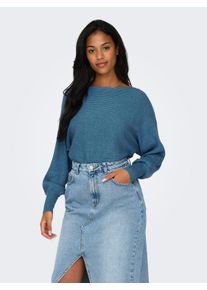 Only Damen Strickpullover "ONLADALINE L/S SHORT PULLO KNT NOOS", blau, modisch, Gr. L, meliert, Strick, Obermaterial: 80% Viskose, 20% Nylon, Pullover