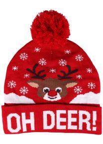 Damen Beanie, rot, modisch, Capelli New York, Kunstfaser, Mützen, mit lustiger Aufschrift