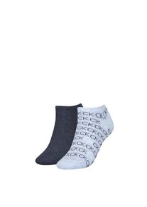 Damen Sneakersocken "CK WOMEN SNEAKER 2P ALL OVER LOGO", Calvin Klein Jeans, blau, Baumwollmischung, Socken, Einheitsgröße, flexible Passform
