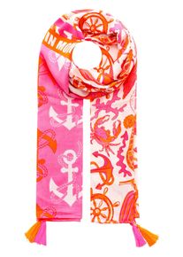 Zwillingsherz Damen Modeschal "Schal "Moin Anker"", pink, modisch, Obermaterial: 100% Viskose, Modetücher, mit maritimen Muster und Moin Schriftzug