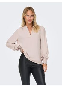 Only Damen Blusenshirt "ONLMETTE V-NECK LS SMOCK TOP NOOS WVN", grau, modisch, Gr. M, unifarben, Web, Obermaterial: 100% Polyester, Shirts