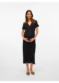 MAMALICIOUS Damen Jerseykleid "MLTRINITY TESS SS JRS MIDI DRESS 2F NOOS", schwarz, modisch, Gr. XL, unifarben, Jersey, Obermaterial: 95% Viskose, 5%
