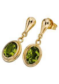 Jobo Damen Paar Ohrhänger, Gelbgold 585, gelb, Gelbgold 585, Ohrringe, oval 585 Gold mit Peridot