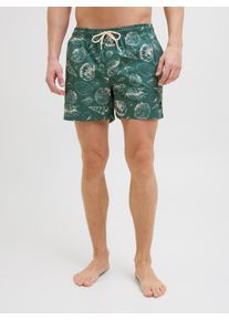 Jack & Jones JACK & JONES Herren Badeshorts "JPSTMAUI JJSWIM MATURE AOP AKM SN"mallard grün, modisch, Gr. S, bedruckt, Web, Obermaterial: 100% Polyester, Badehosen