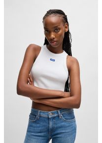 HUGO BLUE Damen Tanktop "Baby Tank", weiß, casual, Gr. L, Feinripp, Obermaterial: 96% Baumwolle, 4% Elasthan, Tops, Cropped-Form
