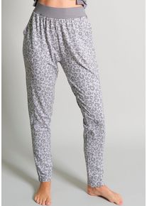 Tom Tailor Damen Loungehose "Victoria", Gr. 38, grau, Single Jersey, Obermaterial: 95% Viskose, 5% Elasthan, gemustert, animal-print, casual, Hosen,