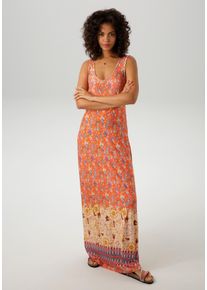 Aniston CASUAL Damen Sommerkleid, orange, modisch, Gr. 44, bedruckt, geblümt, gemustert, Single Jersey, Obermaterial: 95% Viskose, 5% Elasthan,