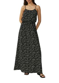 QS Damen Sommerkleid, schwarz, casual, Gr. 40, gemustert, Web, Obermaterial: 97% Polyester, 3% Elasthan, Kleider, mit Spaghettiträgern