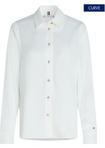 Damen Hemdbluse "CRV GOLD BUTTON VISCOSE LS SHIRT", beige, casual, Gr. 50, Tommy Hilfiger Curve, unifarben, Web, Obermaterial: 100% Viskose, Blusen,
