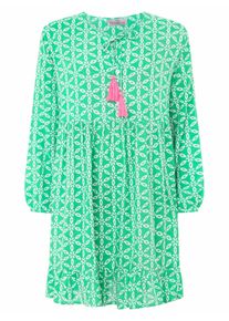 Zwillingsherz Damen Sommerkleid ""Stargazing"", grün, modisch, Gr. SM, gemustert, Obermaterial: 100% Viskose, Kleider, mit Muster, langen Ärmeln und
