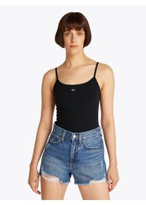 Tommy Jeans Damen Spaghettitop "TJW ESSENTIAL STRAP TOP EXT", schwarz, Basic, Gr. XXL, unifarben, Jersey, Obermaterial: 95% Baumwolle, 5% Elasthan,
