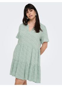 Only CARMAKOMA Damen Minikleid "CARZALLY LIFE S/S THEA TUNIC DRESS NOOS", grün, modisch, Gr. 44, bedruckt, Web, Obermaterial: 100% Viskose, Kleider