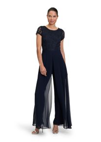 Vera Mont Damen Overall "Vera Mont Jumpsuit kurzarm", blau, elegant, Gr. 48, Obermaterial: 95% Polyester, 5% Elasthan. Besatz: 100% Polyester.