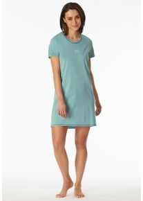 Schiesser Damen Nachthemd "Casual Essentials", Gr. 44713, grün, Single Jersey, Obermaterial: 100% Baumwolle, unifarben, casual, Kleider, mit