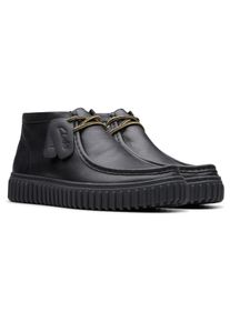 Clarks Herren Schnürboots "Torhill Hi", Gr. 41, schwarz, Leder, casual, Schuhe, Desert Boots, High Top Sneaker mit Wechselfußbett