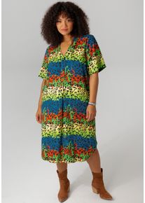 ANISTON PLUS Damen Blusenkleid, bunt, modisch, Gr. 50, bedruckt, Antik-Look, gemustert, Web, Obermaterial: 100% Viskose, Kleider, mit farbenfrohem