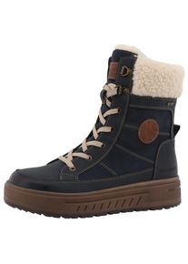 Romika Damen Winterboots, Gr. 38, blau, Lederimitat, Textil, casual, Schuhe, Plateau, Winterstiefelette, Schnürboots mit Warmfutter-Kragen