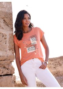 Classic Basics Damen Rundhalsshirt "Rundhals-Shirt", orange, Gr. 38, gemustert, ethno, mehrfarbig, 100% Baumwolle, Shirts