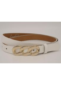 AnnaMatoni Damen Ledergürtel, weiß, casual, Gr. 110, unifarben, Rindsleder, Gürtel, mit goldener Schließe