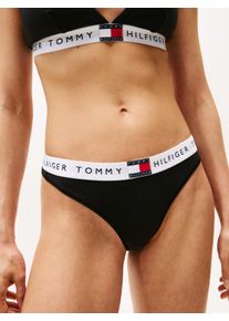 Damen Tanga "CLASSIC THONG", Tommy Hilfiger Underwear, Gr. M, schwarz, Jersey, Obermaterial: 90% Baumwolle, 10% Elasthan, kontrastfarbene Details,
