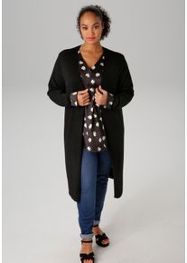 ANISTON PLUS Damen Strickjacke, schwarz, casual, Gr. 46, unifarben, Feinstrick, Obermaterial: 80% Viskose, 20% Polyamid, Strickjacken, in trendiger