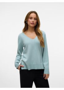 Véro Moda VERO MODA Damen Strickpullover "VMSILJE LS V-NECK PULLOVER GA NOOS", grau, modisch, Gr. L, unifarben, Strick, Obermaterial: 77% Viskose, 23%