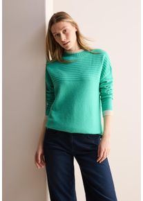 Cecil Damen Stehkragenpullover, grün, casual, Gr. M, Strick, Obermaterial: 37% Baumwolle, 34% Polyacryl, 26% Polyester, 3% Elasthan, Pullover, mit