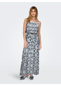 Only Damen Maxikleid "ONLWINNER S/L MAXI DRESS NOOS PTM", blau, modisch, Gr. 36, gemustert, Jersey, Obermaterial: 97% Polyester, 3% Elasthan,