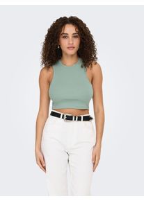 Only Damen Tanktop "ONLVILMA S/L CROPPED TANK TOP JRS NOOS", grün, casual, Gr. S, unifarben, Jersey, Obermaterial: 95% Baumwolle, 5% Elasthan, Tops