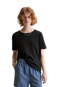Marc O'Polo Damen T-Shirt "aus softem Organic Cotton", schwarz, Gr. L, MARC O'POLO DENIM, unifarben, Obermaterial: 100% Baumwolle, Shirts