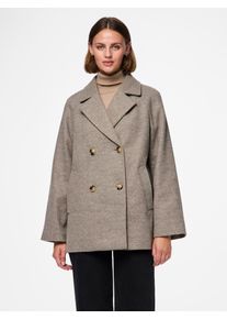 Pieces Damen Kurzmantel "PCMARBEL COAT NOOS", braun, modisch, Gr. M, unifarben, Web, Obermaterial: 100% Polyester, Mäntel
