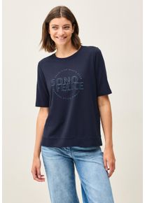 Cecil Damen Print-Shirturban navy blau, casual, Gr. XS, bedruckt, Web, Stoff, 48% Baumwolle, 48% Modal, 4% Elasthan, Shirts, mit Rundhalsausschnitt