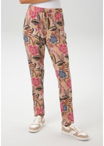 Aniston CASUAL Damen Schlupfhose, bunt, modisch, Gr. 44, bedruckt, geblümt, Single Jersey, Obermaterial: 95% Viskose, 5% Elasthan, Hosen, mit