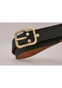 AnnaMatoni Damen Ledergürtel, schwarz, casual, Gr. 100, unifarben, Rindsleder, Gürtel, mit goldener Schließe