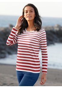 Casual Looks Damen Print-Shirt "Ringelshirt", rot, Gr. 36, gemustert, mehrfarbig, gestreift, bedruckt, 100% Baumwolle, Shirts