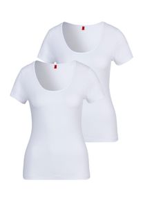 HUGO UNDERWEAR Damen T-Shirt "TWIN", Gr. XS, weiß, Jersey, Obermaterial: 95% Baumwolle, 5% Elasthan, unifarben, bedruckt, Basic, Shirts, mit