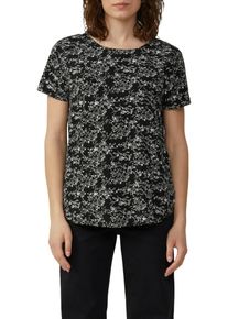QS Damen Kurzarmbluse, schwarz, casual, Gr. 40, bedruckt, Obermaterial: 100% Viskose, Blusen, mit All-Over Print